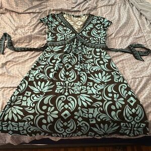 Apartment nine brown and blue mid length dress